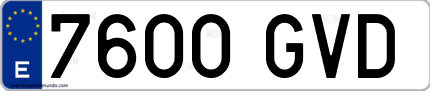 Ejemplo de matrícula de coche ordinaria 7600 GVD