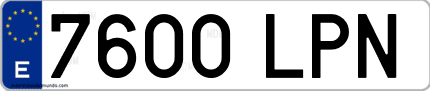 Ejemplo de matrícula de coche ordinaria 7600 LPN