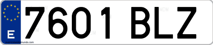 Ejemplo de matrícula de coche ordinaria 7601 BLZ