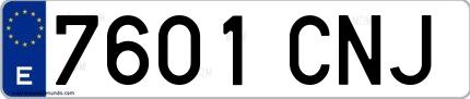 Ejemplo de matrícula española 7601 CNJ