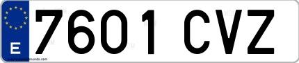Ejemplo de matrícula de coche ordinaria 7601 CVZ