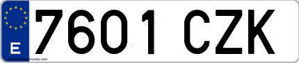 Ejemplo de matrícula de coche ordinaria 7601 CZK