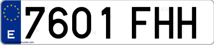 Ejemplo de matrícula de coche ordinaria 7601 FHH