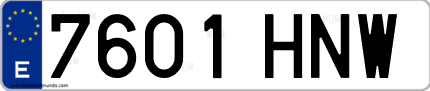 Ejemplo de matrícula de coche ordinaria 7601 HNW