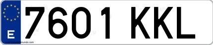 Ejemplo de matrícula española 7601 KKL