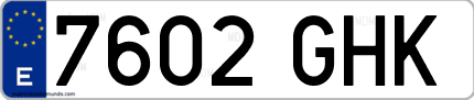 Ejemplo de matrícula de coche ordinaria 7602 GHK