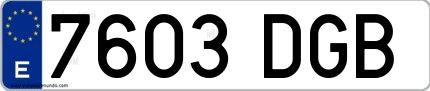 Ejemplo de matrícula española 7603 DGB