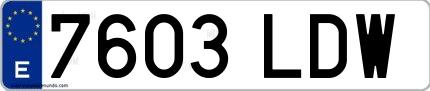 Ejemplo de matrícula española 7603 LDW