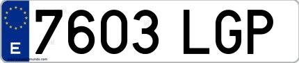 Ejemplo de matrícula española 7603 LGP