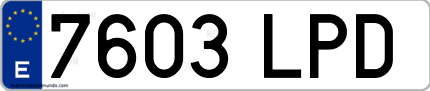 Ejemplo de matrícula de coche ordinaria 7603 LPD