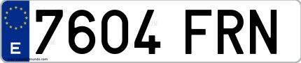 Ejemplo de matrícula española 7604 FRN