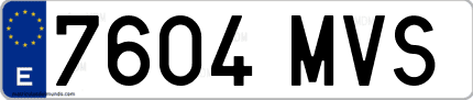 Ejemplo de matrícula de coche ordinaria 7604 MVS