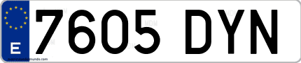 Ejemplo de matrícula de coche ordinaria 7605 DYN
