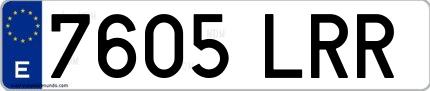 Ejemplo de matrícula española 7605 LRR