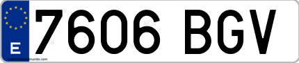 Ejemplo de matrícula de coche ordinaria 7606 BGV
