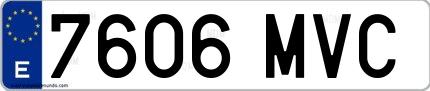 Ejemplo de matrícula española 7606 MVC