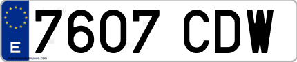Ejemplo de matrícula de coche ordinaria 7607 CDW