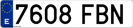 Ejemplo de matrícula de coche ordinaria 7608 FBN