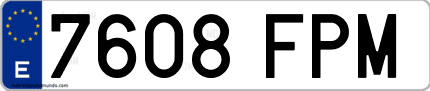 Ejemplo de matrícula de coche ordinaria 7608 FPM