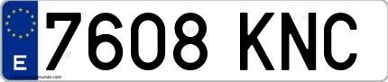 Ejemplo de matrícula española 7608 KNC