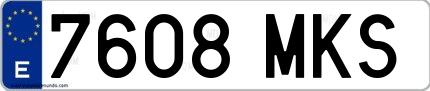 Ejemplo de matrícula española 7608 MKS