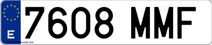Ejemplo de matrícula española 7608 MMF