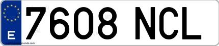 Ejemplo de matrícula española 7608 NCL