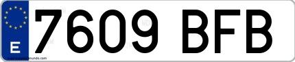 Ejemplo de matrícula española 7609 BFB