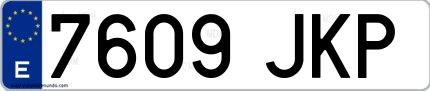 Ejemplo de matrícula española 7609 JKP