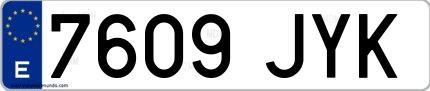 Ejemplo de matrícula española 7609 JYK