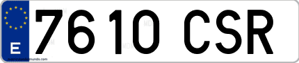 Ejemplo de matrícula de coche ordinaria 7610 CSR