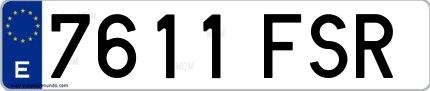 Ejemplo de matrícula de coche ordinaria 7611 FSR