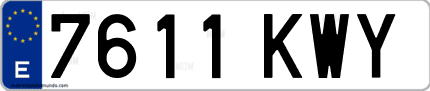 Ejemplo de matrícula de coche ordinaria 7611 KWY