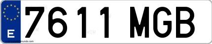 Ejemplo de matrícula española 7611 MGB