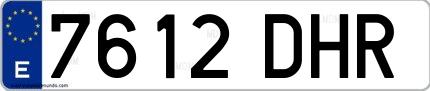 Ejemplo de matrícula española 7612 DHR