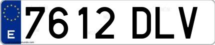 Ejemplo de matrícula española 7612 DLV