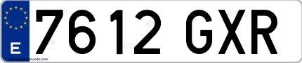 Ejemplo de matrícula española 7612 GXR