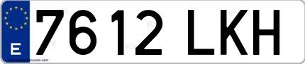 Ejemplo de matrícula española 7612 LKH