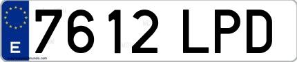 Ejemplo de matrícula española 7612 LPD