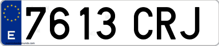 Ejemplo de matrícula de coche ordinaria 7613 CRJ