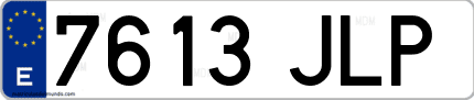 Ejemplo de matrícula de coche ordinaria 7613 JLP