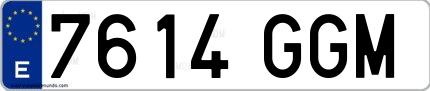 Ejemplo de matrícula española 7614 GGM