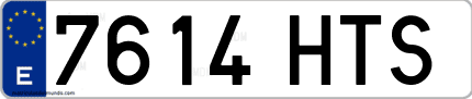 Ejemplo de matrícula de coche ordinaria 7614 HTS
