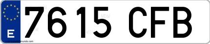 Ejemplo de matrícula española 7615 CFB