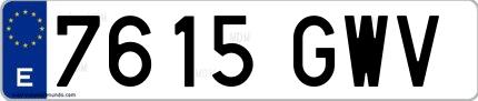Ejemplo de matrícula española 7615 GWV