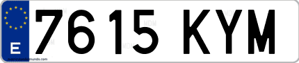 Ejemplo de matrícula de coche ordinaria 7615 KYM
