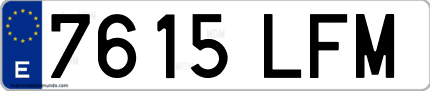 Ejemplo de matrícula de coche ordinaria 7615 LFM