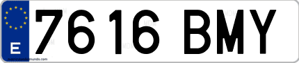 Ejemplo de matrícula de coche ordinaria 7616 BMY