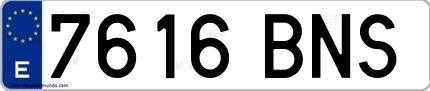 Ejemplo de matrícula española 7616 BNS