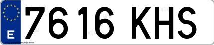 Ejemplo de matrícula española 7616 KHS